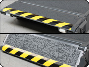 Approach ramps can be raised and used to extend the surface length of the lifting pads.