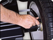 Inner Auto-Assist Data Input Arm Measures Wheel Distance and Diameter